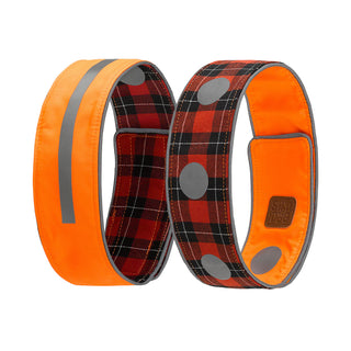Spot the Dog Reflective Collar - Reversible Orange/Red Plaid