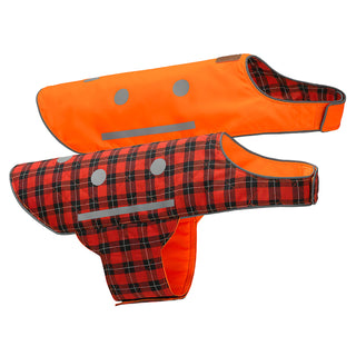 Spot the Dog Reflective Vest - Reversible Orange/Red Plaid