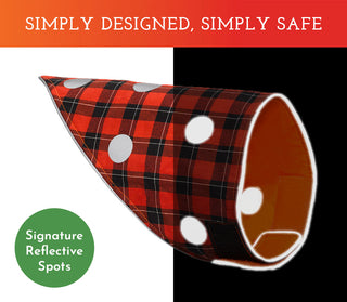 Spot the Dog Reflective Bandana - Reversible Orange/Red Plaid